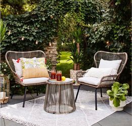 Latigo 3pc Rattan Patio Chat Set, Outdoor Furniture Set - Gray/Brown - Threshold