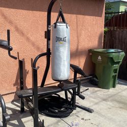 Punching Bag And Weight Bench
