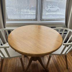 Round Wooden Table with 2 Chairs