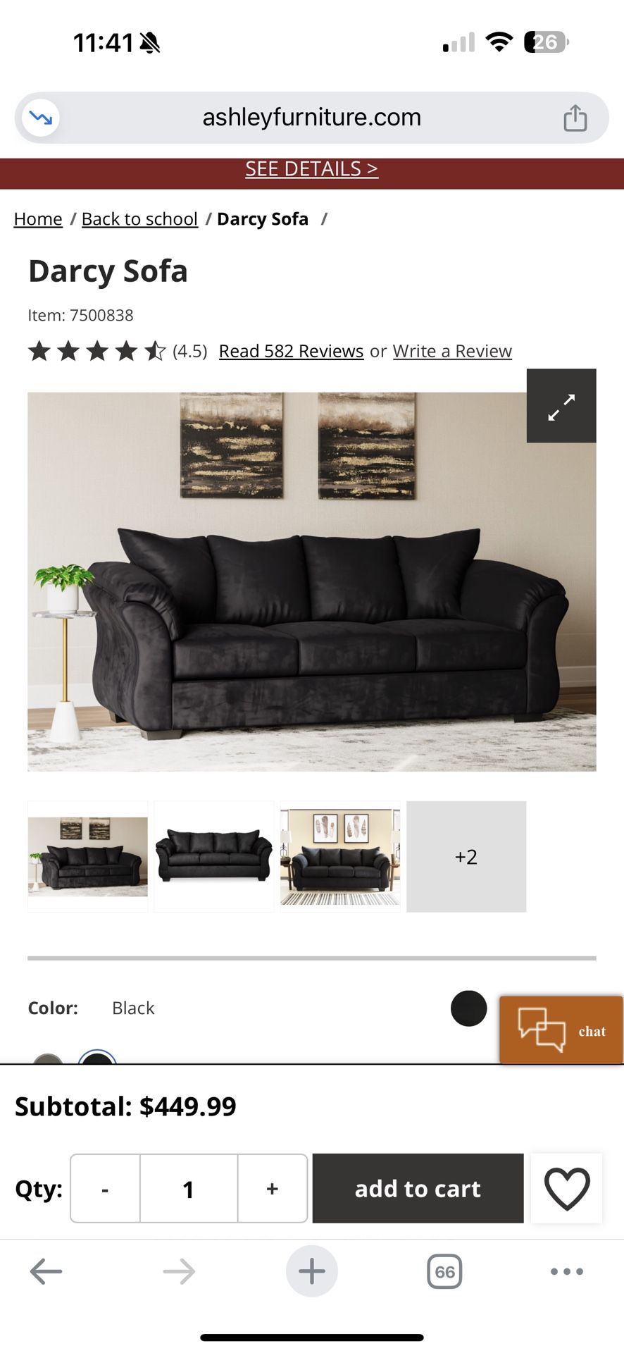 Ashley Darcy sleeper Sofa