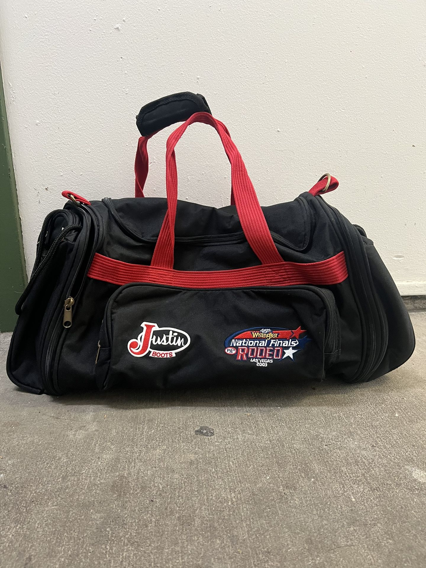 Vtg Justin Boots Wrangler 45th 2003 Las Vegas National Rodeo Finals Duffle Bag *NEW*