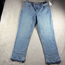 Abercrombie & Fitch Jeans Womens 33 90's Straight Mid Rise Blue Cutoff NWT#2285