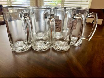Large glass beer mug