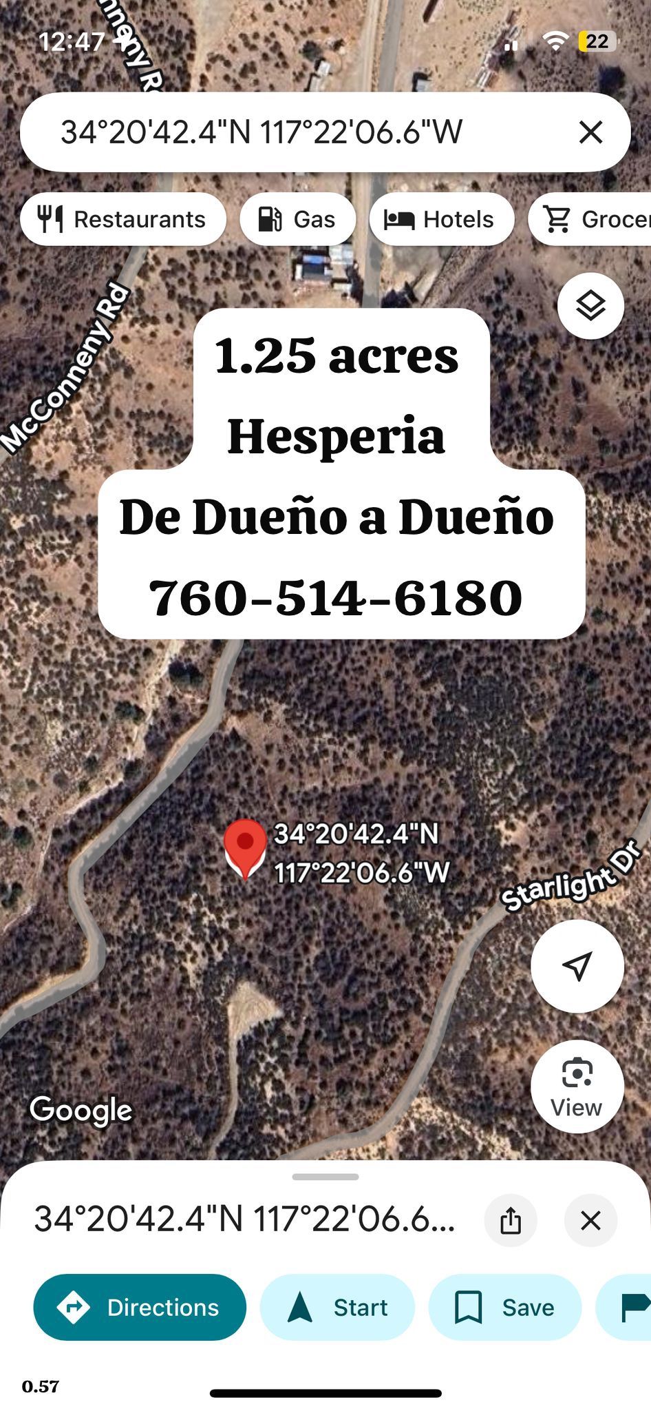Terreno En Hesperia De Venta 1.25 Acres De Dueño A Dueño 