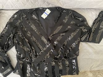 INC Sequin Black Top