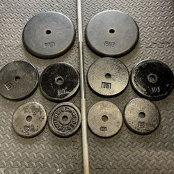 Weight Plates / Bar.                       105 Dollars 