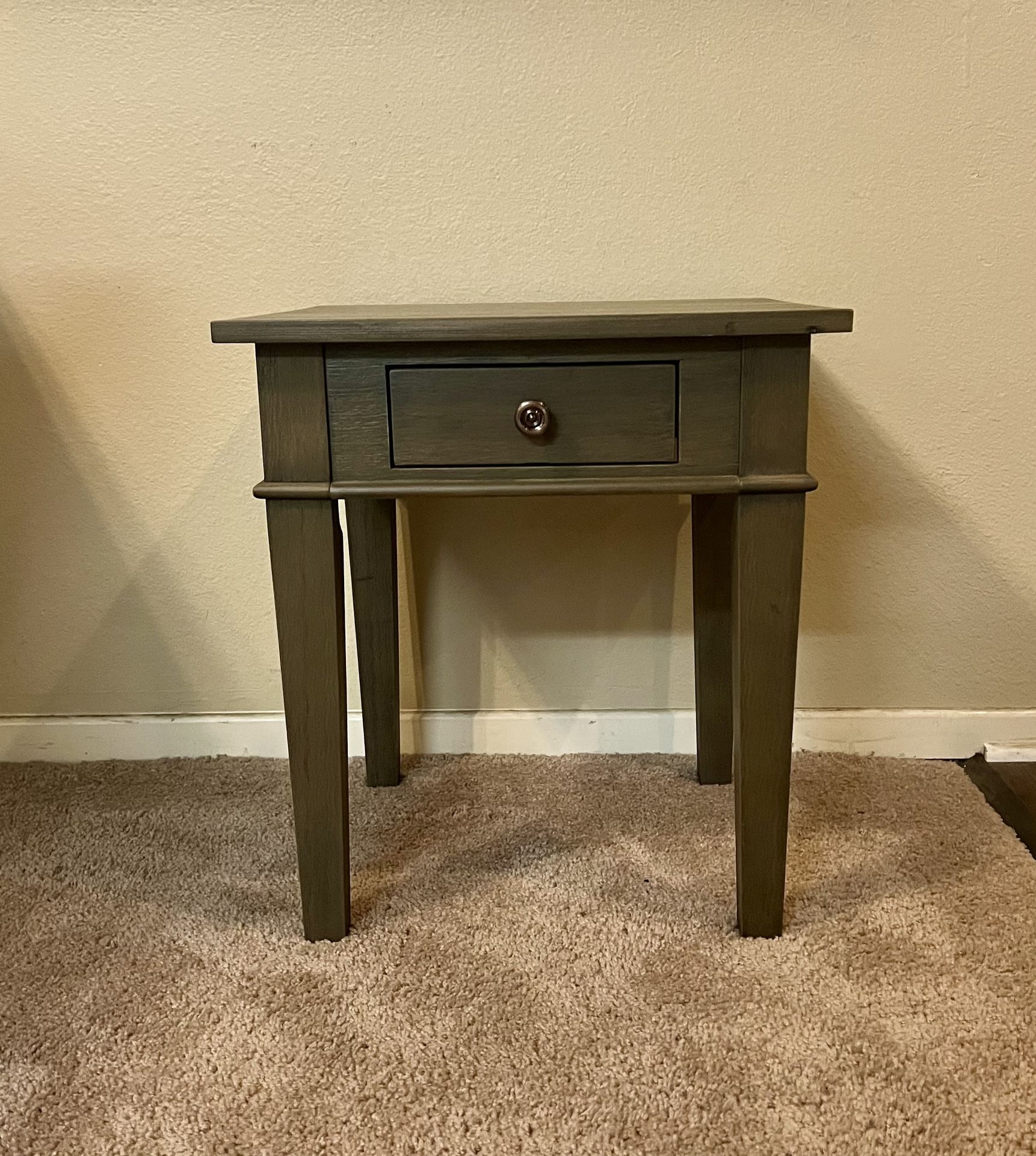 SOLID WOOD 18 inch Wide Square Transitional End Side Table in Farmhouse Grey