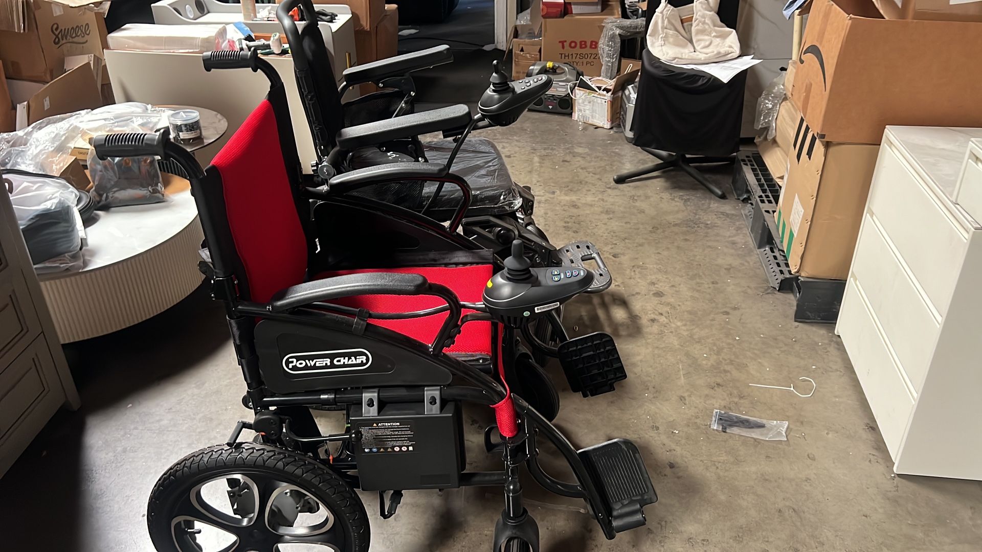 Morrean Electric Powered Wheelchair Foldable Lightweight Motorized Wheelchairs for Adults Seniors,All Terrain,Support 300lbs,20 Miles,Red