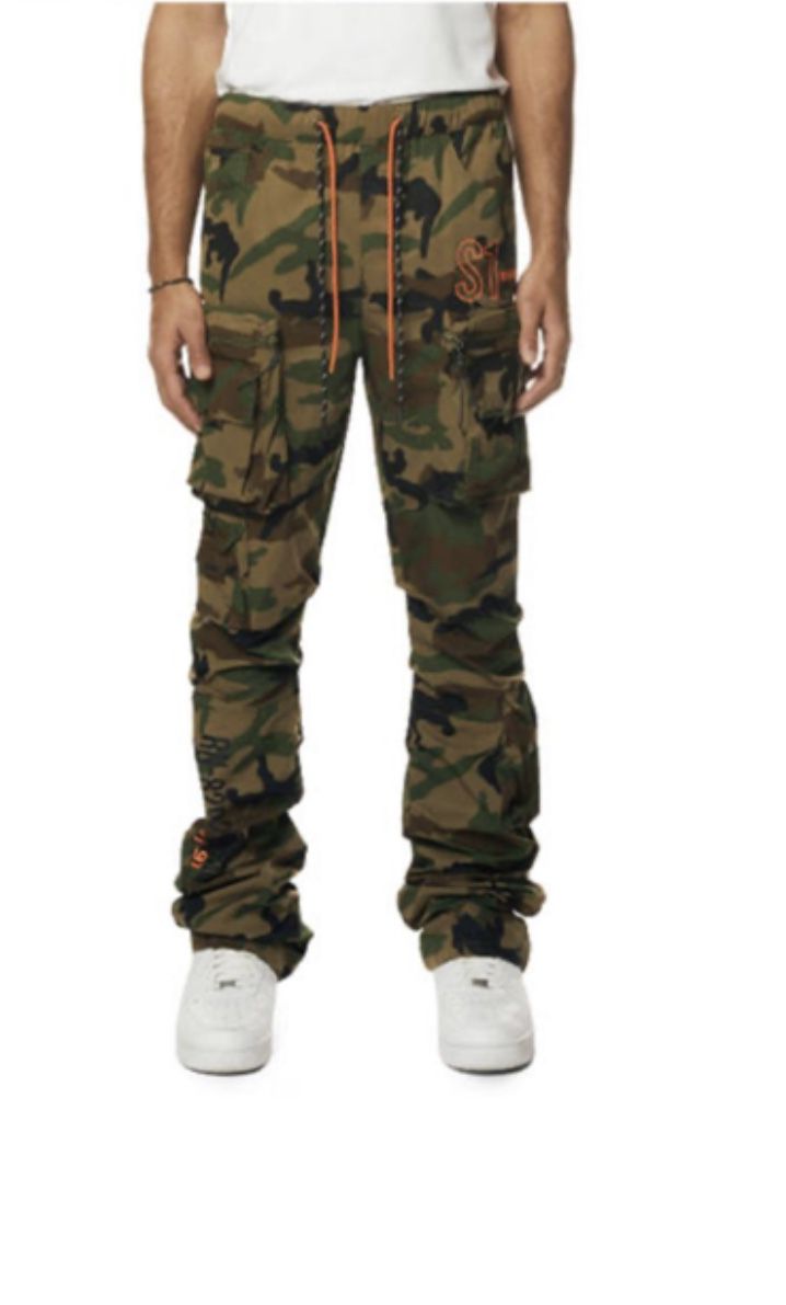 Men’s Camo Stacked Jogger Pants Sizes Small To XXL 