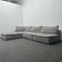 4 Piece Grey Cloud Couch | Oversized Deep Seat Sectional Sofa | RH Style | Delivery