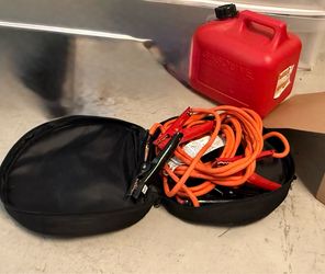 Gas Can & Car Battery Charger Cables in Case - $20