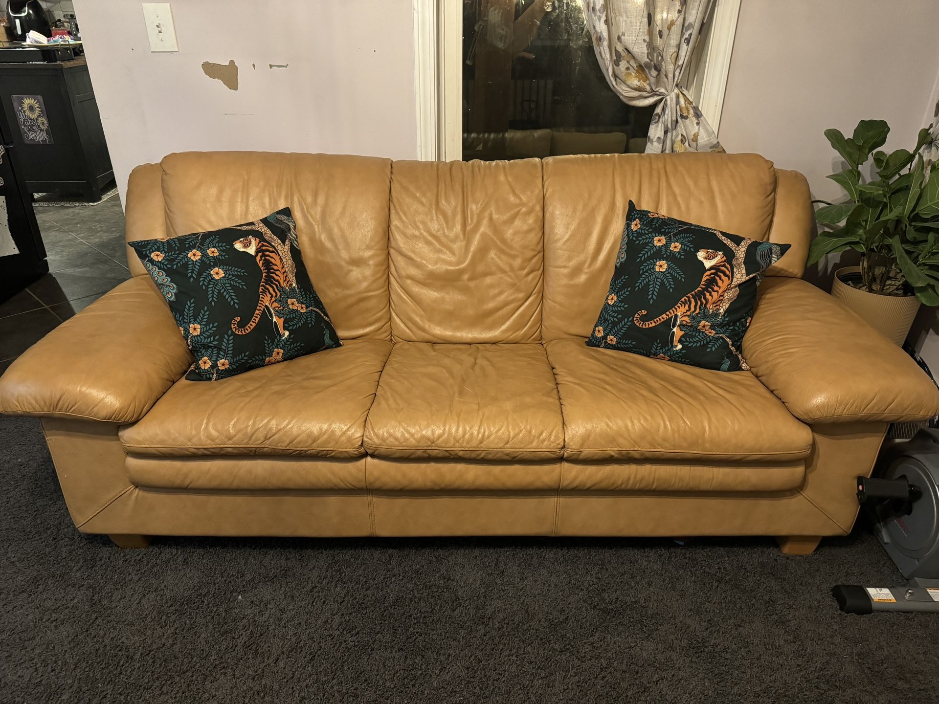 Italian Leather Sofa w/pillows