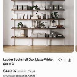 NEW Nathan James Ladder Bookshelf Set of 3 (Oak/White) – In Box 