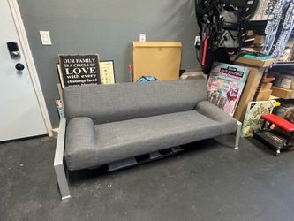 Gray Fabric Futon Sofa with Metal Frame