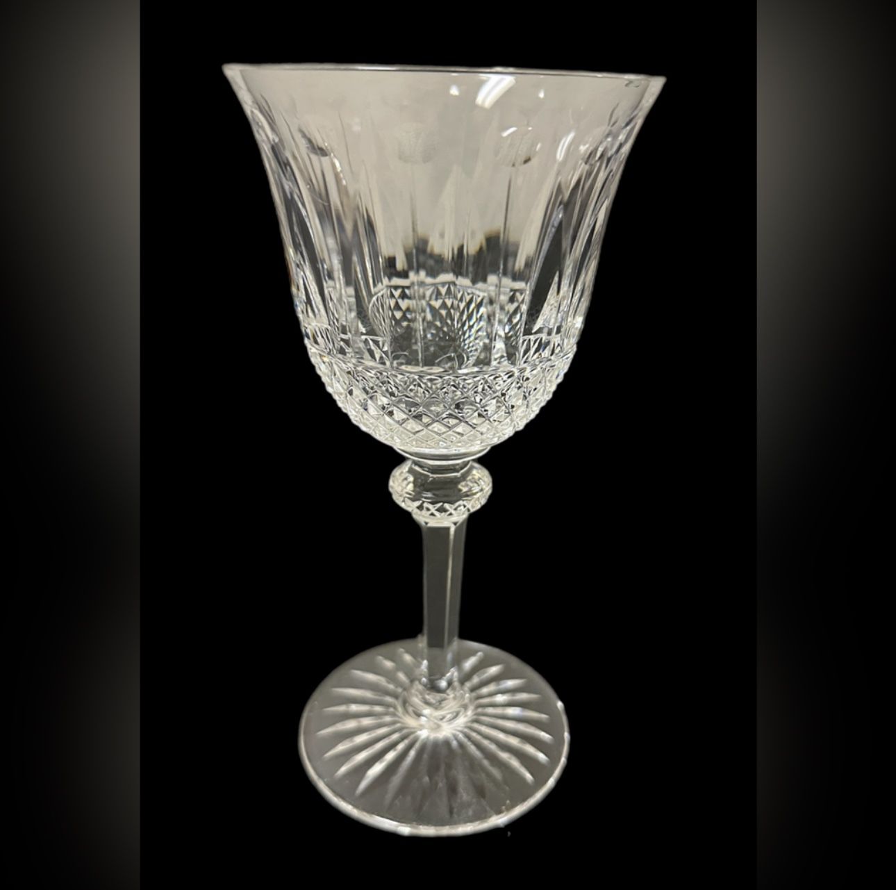 Saint Louis Crystal Tommy Clear Cut To Clear Wine Glass Goblet Signed