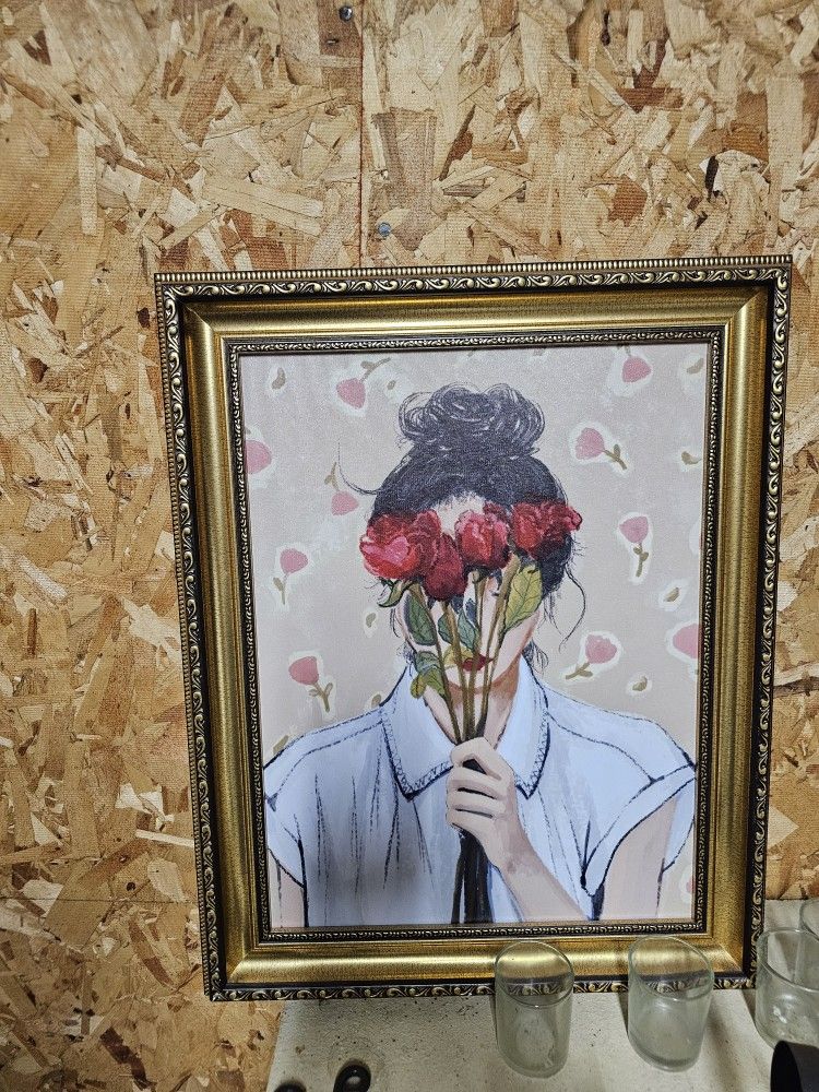 Girl Behind Flowers Frame