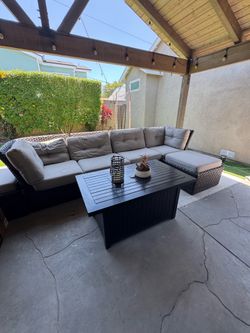 Outdoor patio set table(fire) and couch
