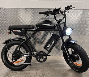52V/2000/3000 Watt Dual Motor AWD Electric Scrambler Moped Style E-Bike, 38mph, Hydraulic Brakes, Full Suspension
