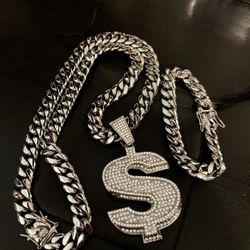 Stainless steel cuban link set 