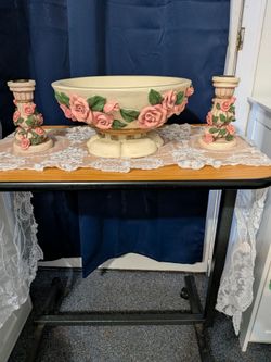 Decorative Bowl with Candle Holders & Table Runner