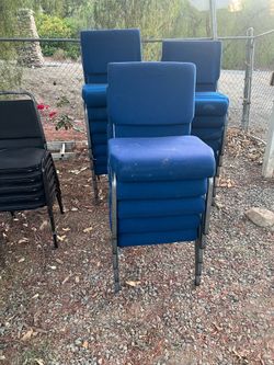 Metal stackable padded chairs used