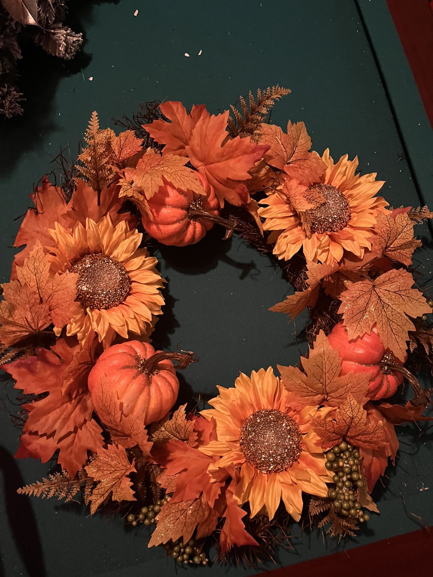 24 Inch fall Sunflower Pumpkin Wreath