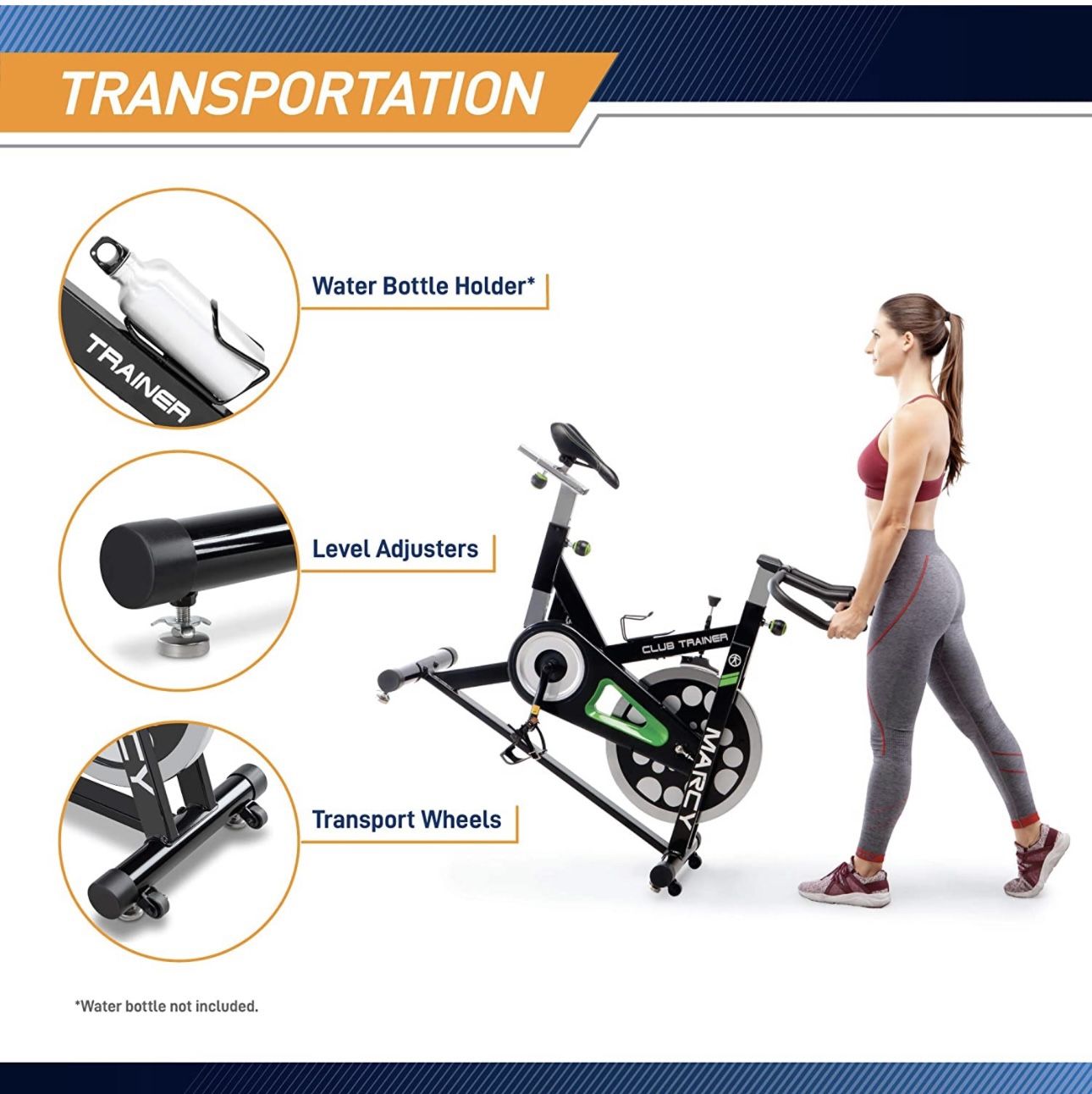 Marcy Club Revolution Bike Cycle Trainer for Cardio Exercise, Multiple Colors Available