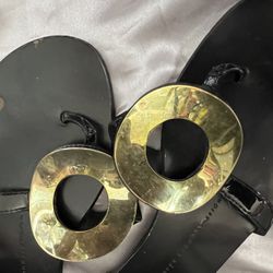 Giuseppe Zanotti Gold Tone Ring Sandals big circle flats 