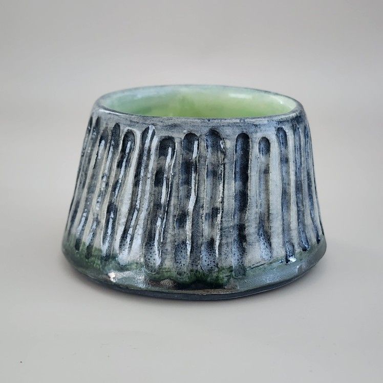 Handmade Ceramic Succulent Planter - Deep Stripe Design - New