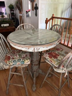 Farmhouse Pub Table Set with 4 Chairs