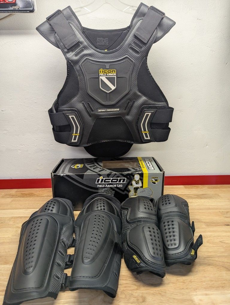Icon Field Armor Size XL Motorcycle Vest Elbow Leg SET BRAND NEW