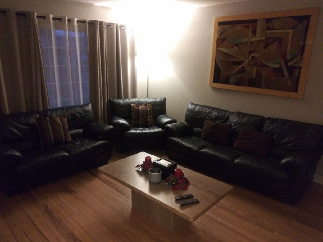 FREE!-3 piece Leather Couch Set- If ad is up they are still available