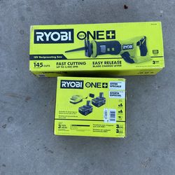 band new sealed ryobi saw and batteries 