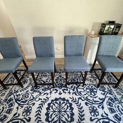 Solid Back Upholstered Counter Stools - Set of 4