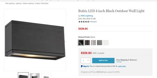 Rubix LED 4 inch Black Outdoor Wall Light