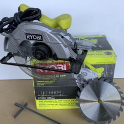 RYOBI 15 Amp Corded 7-1/4 in. Circular Saw with EXACTLINE Laser Alignment System, 24T Carbide Tipped Blade, Edge Guide and Bag