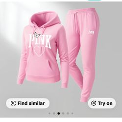 Women’s Pink Heart Print Hoodie And Sweatpants 