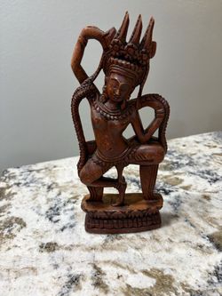 Hand-Carved Wooden Apsara Dancing Figure