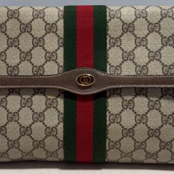 GUCCI Supreme Web Sherry Line Clutch Bag