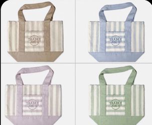 trader joe’s - striped mini canvas tote bag