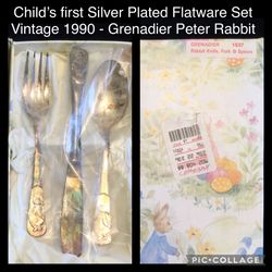 Childs Silver Plated Flatware Set - Peter Rabbit By Grenadier