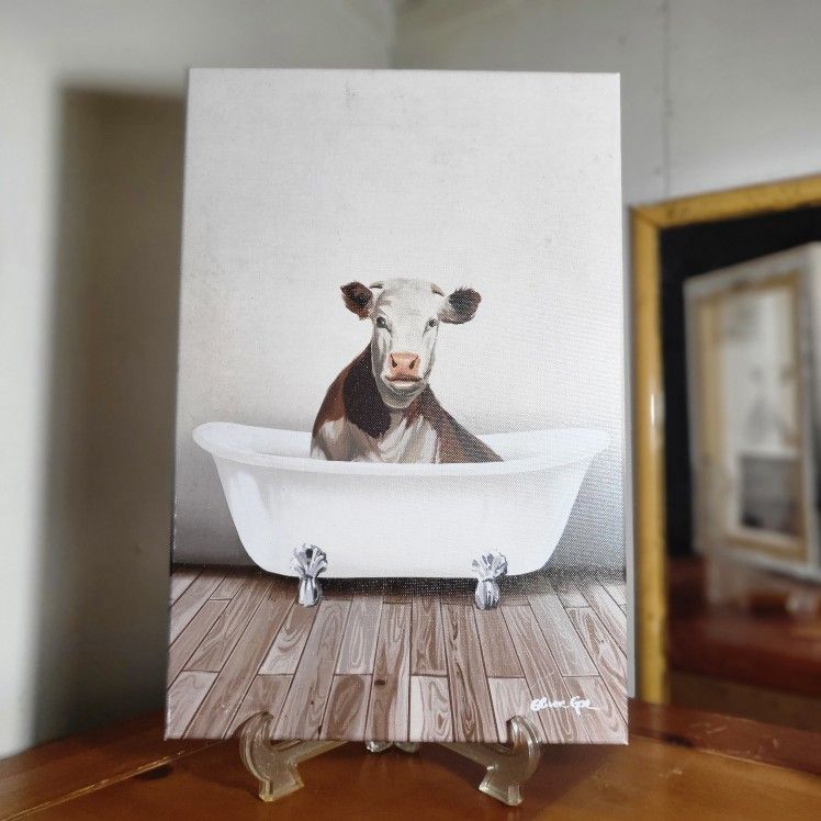 15x10 CANVAS Cow Bathroom Picture 