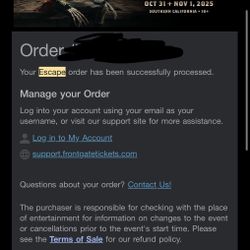 Escape Halloween Ticket October 31st 2025