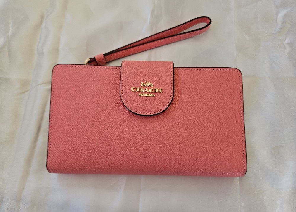 NWT Coach Wallet/Wristlet/Phonecarrier With Tags Lemonade Pink