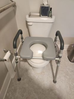 Raised Toilet Seat with Safety Rails