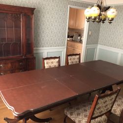 Vintage Dining table + 4 chairs & China Cabinet
