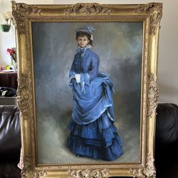 Large Oil On Canvas Gold Framed Painting