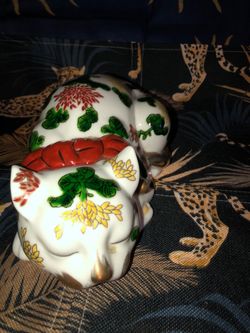 Vintage Resting Porcelain Cat Hand Painted