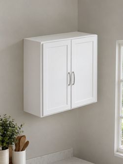White Wall-Mounted Storage Cabinet – 2-Door with Adjustable Shelf