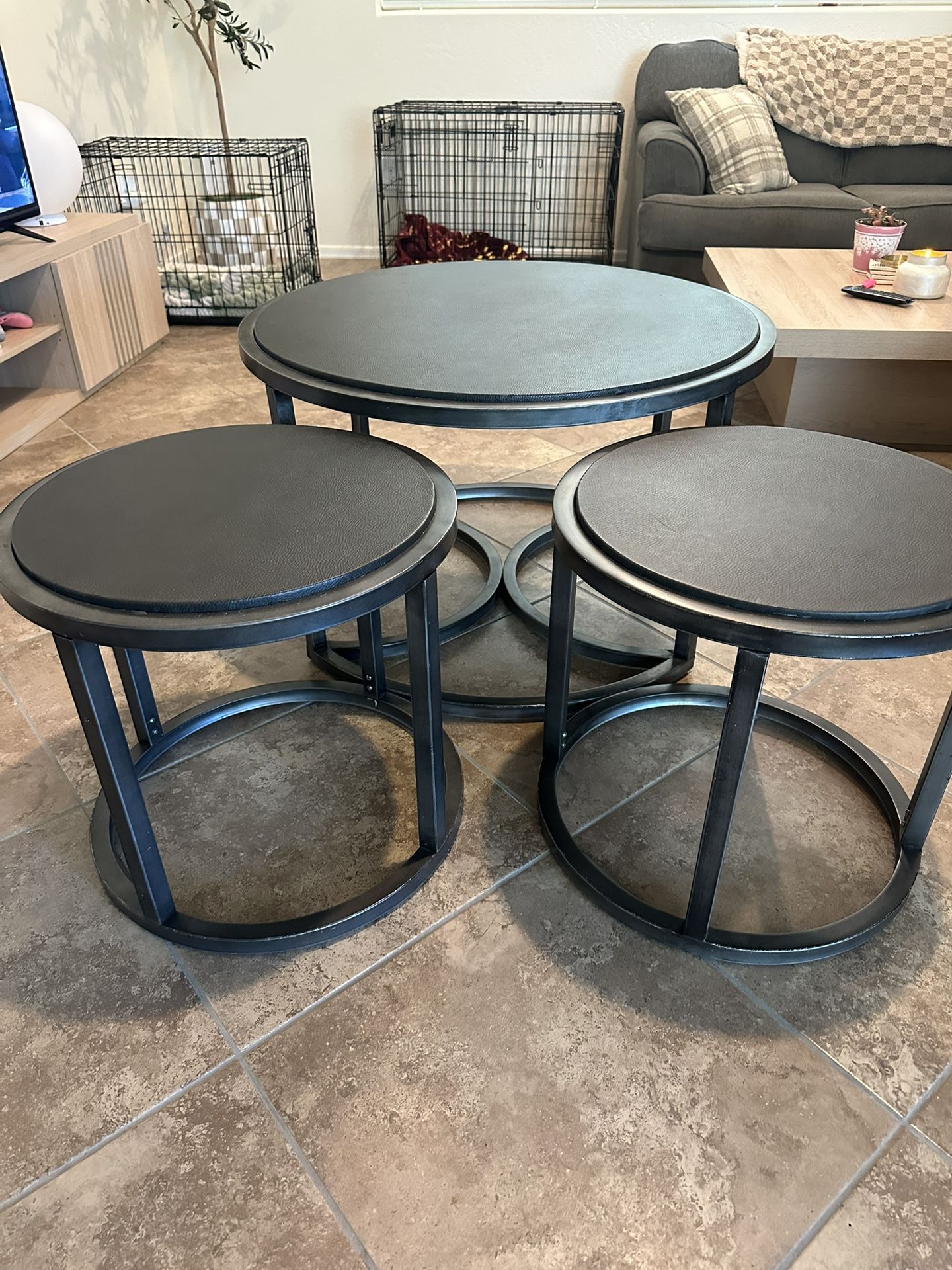Black/Gray Coffee Table + 2 Side Tables (used)